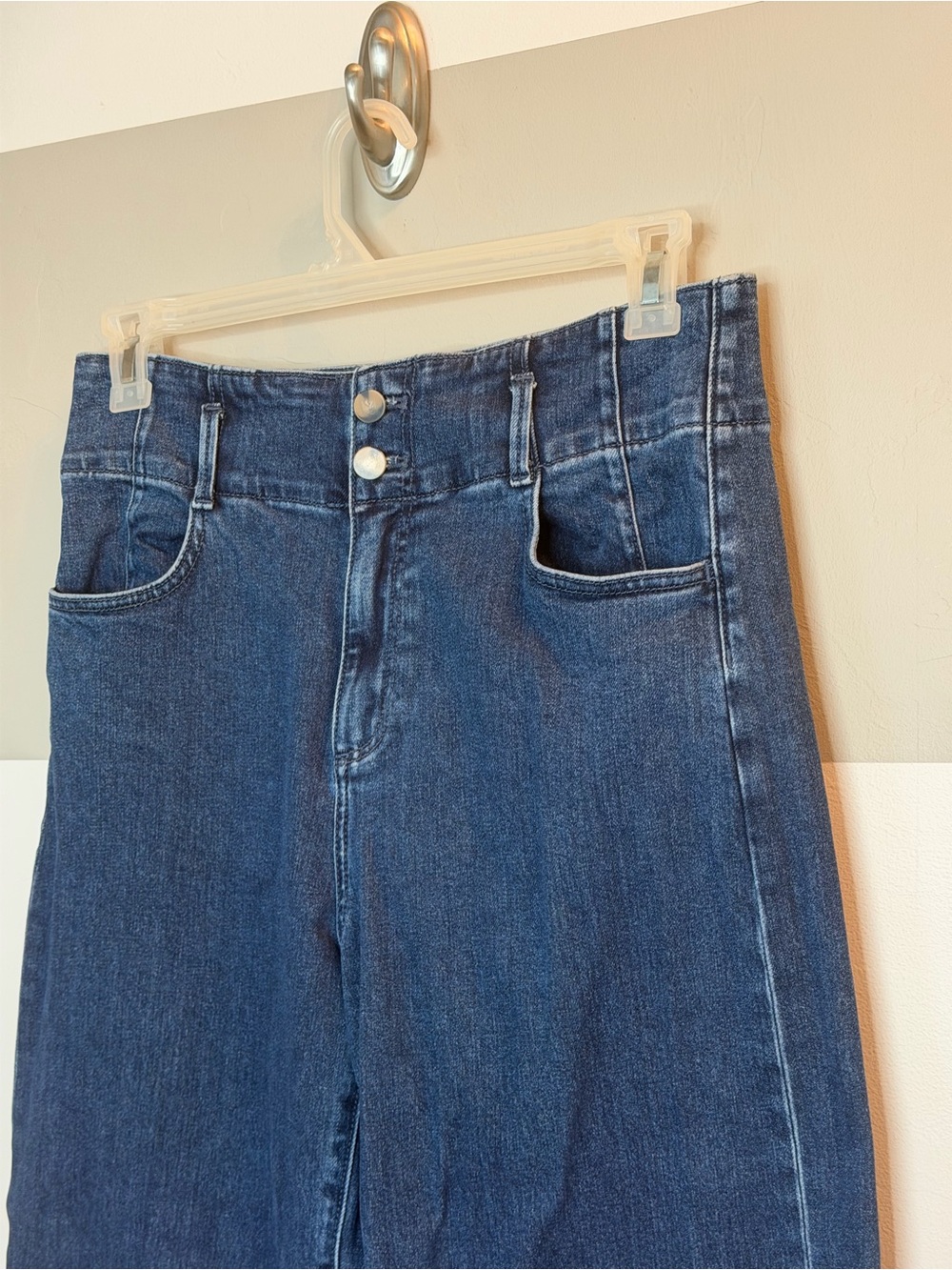 Ann Taylor Dark Blue High-Rise Wide Leg Jeans sz 10